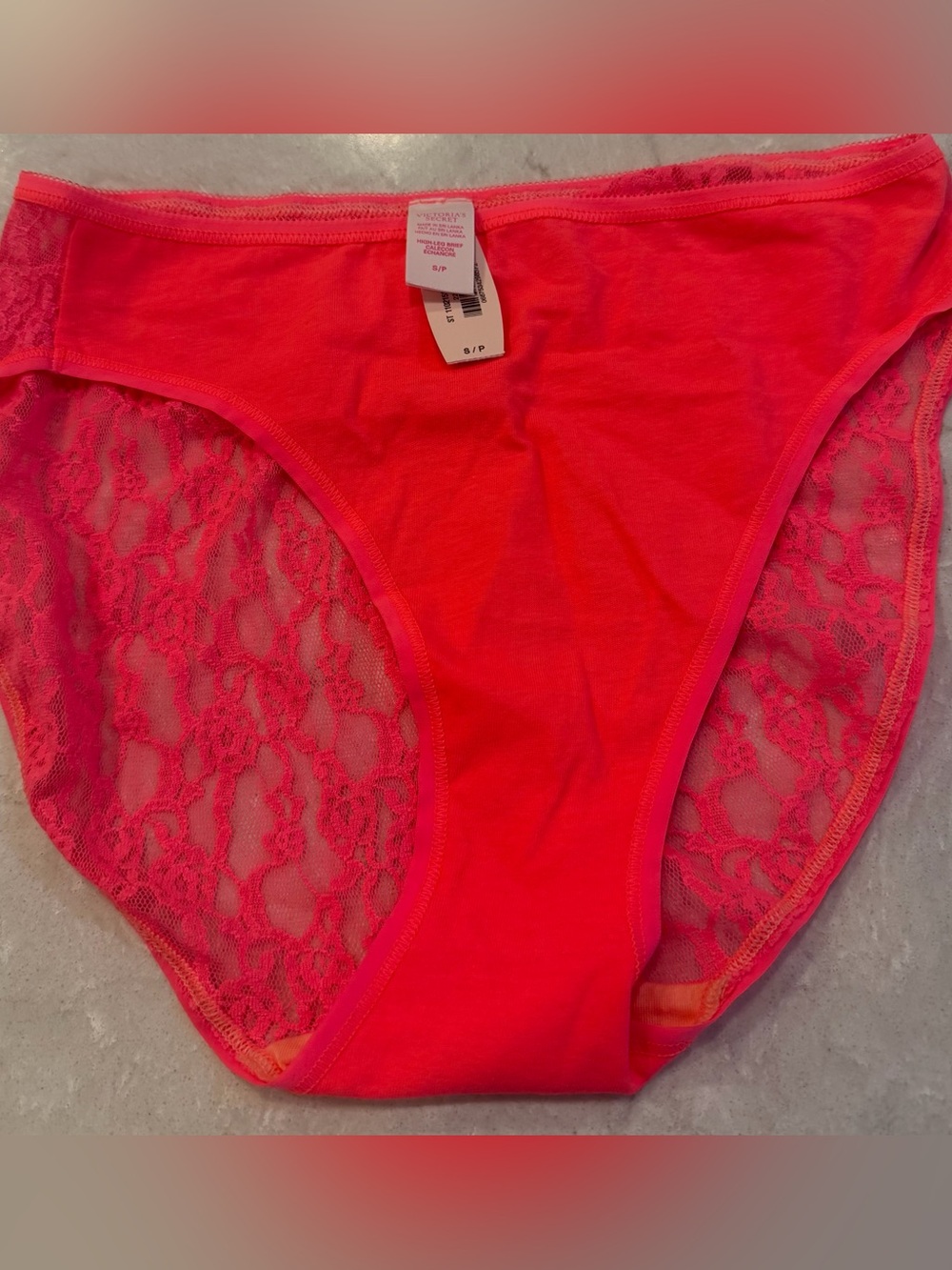 Brand New Victoria's Secret back Lace-Panel Bikini Briefs in Hot Pink